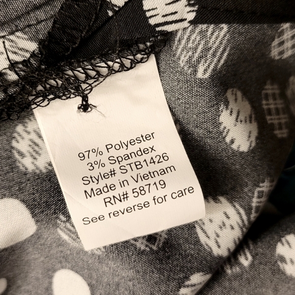 Black Notations Button Down White Polka Dot Dressy Blouse L - Picture 6 of 6